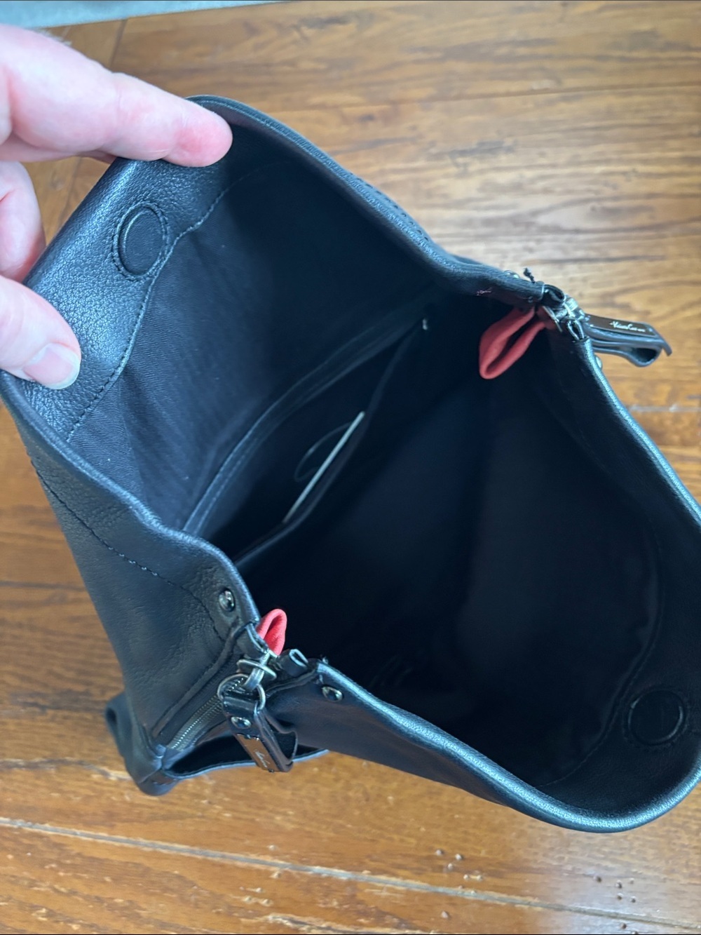 Kenneth Cole New York E/W Clutch Bag Black Tumbled Soft Leather Foldover Purse - Picture 5 of 14